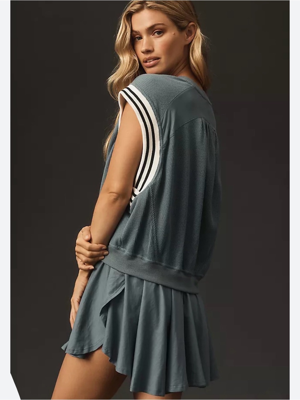Daily Practice Anthropologie Small Blue Twofer Mini Dress ~ Sleeveless Casual